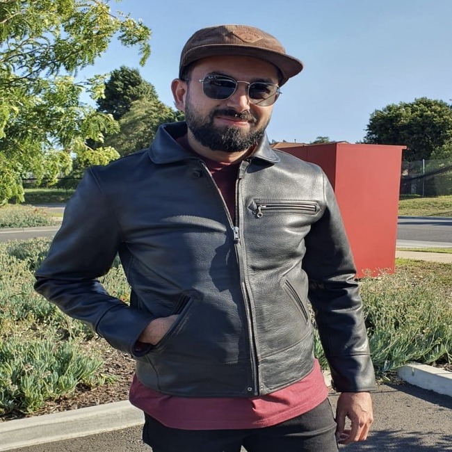 black leather jacket